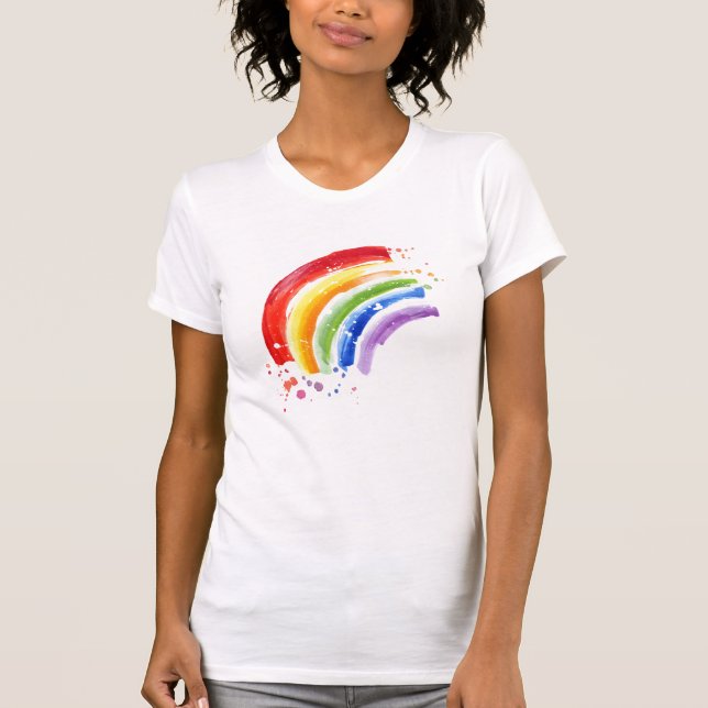 Watercolor Splash Rainbow T-Shirt (Front)