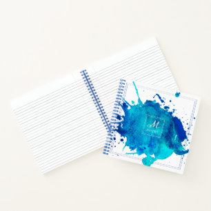 Watercolor Splash   Shades of Blue Notebook