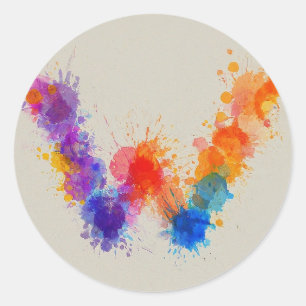 Watercolor Splash W Classic Round Sticker