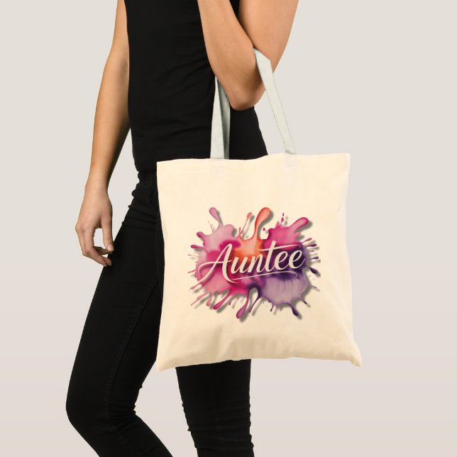 Watercolor Splash with Auntee typography  Tote Bag (Front (Product))
