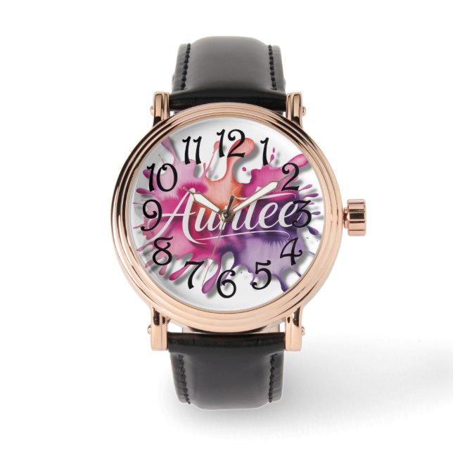 Watercolor Splash with Auntee typography  Watch (Front)