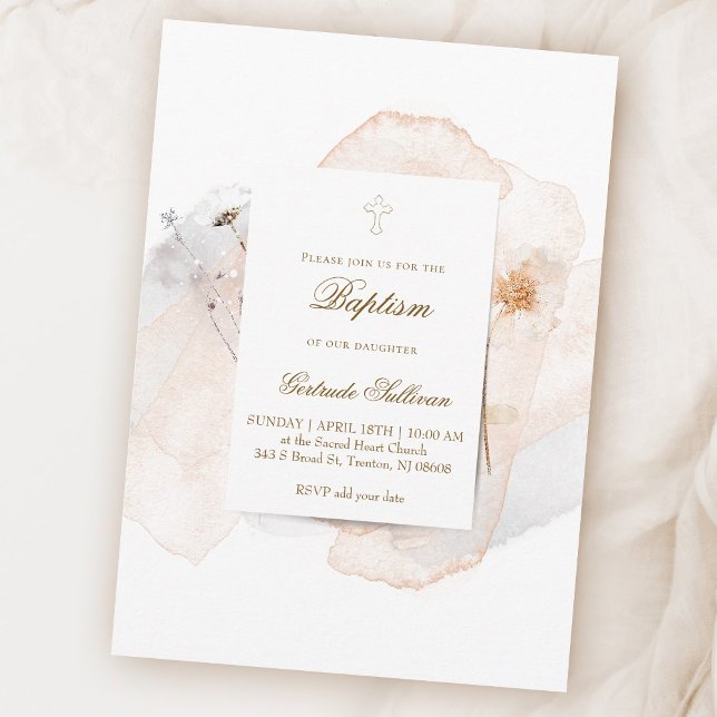 watercolor splashes and flowers n4 | Baptism Invitation (Creator Uploaded)