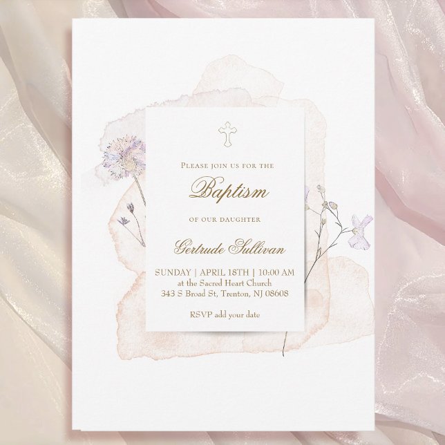 watercolor splashes and flowers n9 | Baptism Invitation (Creator Uploaded)
