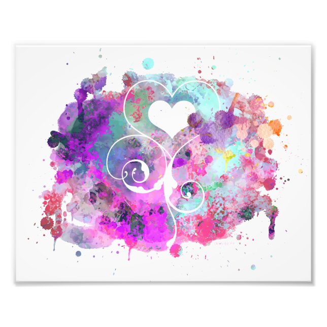 Watercolor Splashes | Painted Heart Cutout Photo Print (Front)