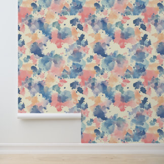 Watercolor Splashes Pink Blue  Wallpaper