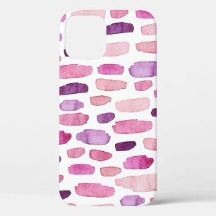 Watercolor Splashes: Pink, Purple Pattern. iPhone 12 Case