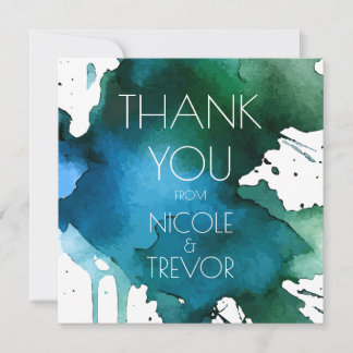 Watercolor Splat Wedding Thank You Card