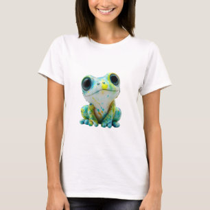 Watercolor Splatter Big Eyed Cute Frog Women T-Shirt