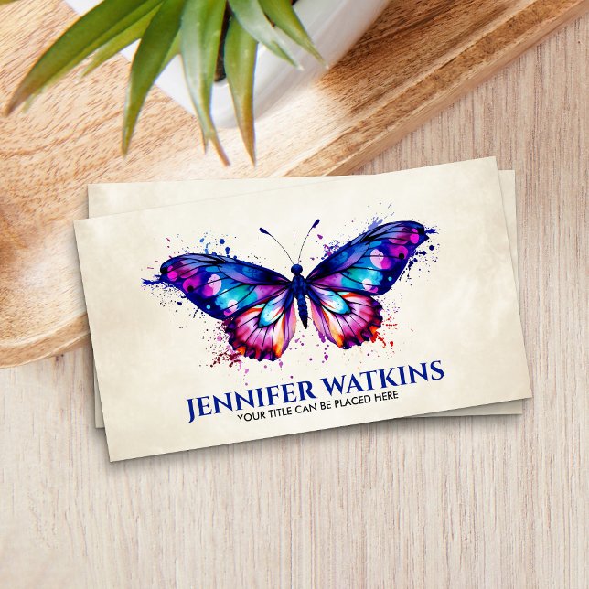 Watercolor splatter butterfly business card (Creator Uploaded)