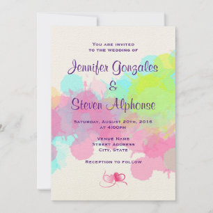 Watercolor Splatter Colourful Abstract Wedding Invitation
