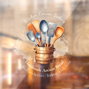 Watercolor Splatter Kitchen Utensils Product Label