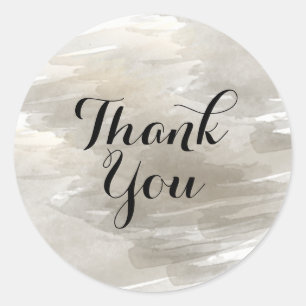 Watercolor Splatter Thank You  Abstract Modern Classic Round Sticker
