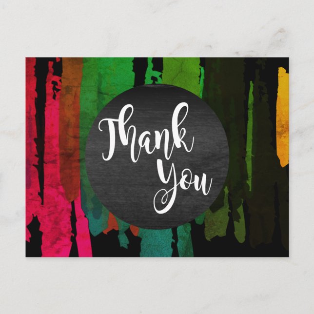 Watercolor Splatter Thank You  Abstract Modern Postcard (Front)