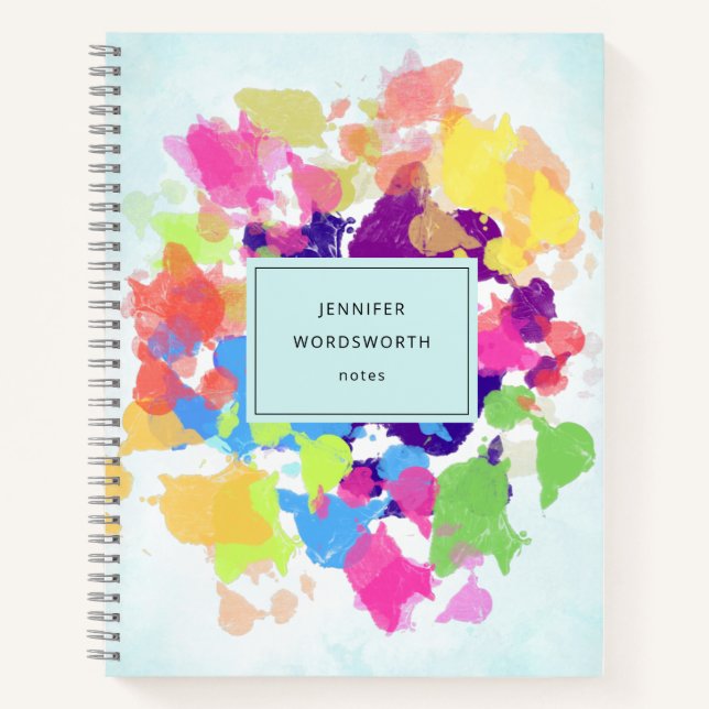 Watercolor Splatters Colourful Abstract Modern Notebook (Front)