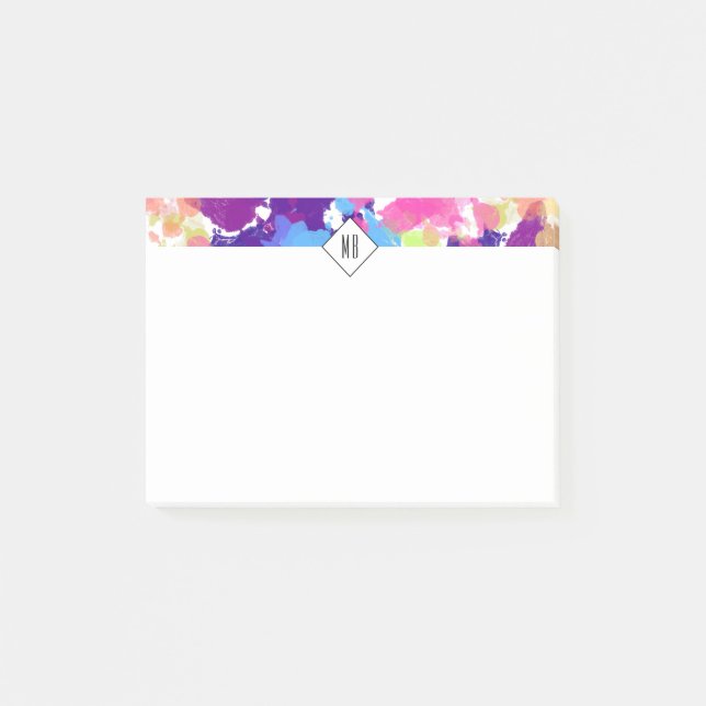 Watercolor Splatters Colourful Abstract Modern Post-it Notes (Front)