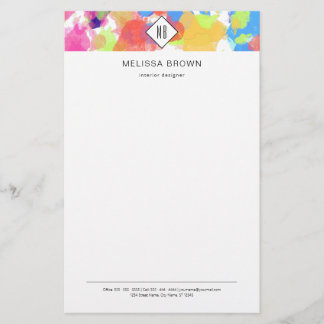 Watercolor Splatters Colourful Abstract Modern Stationery