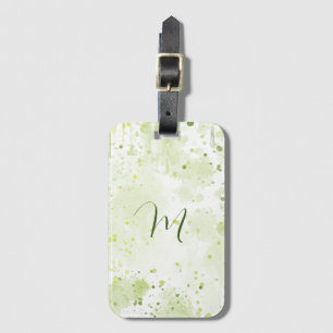 Watercolor Splatters Green and Sage Luggage Tag