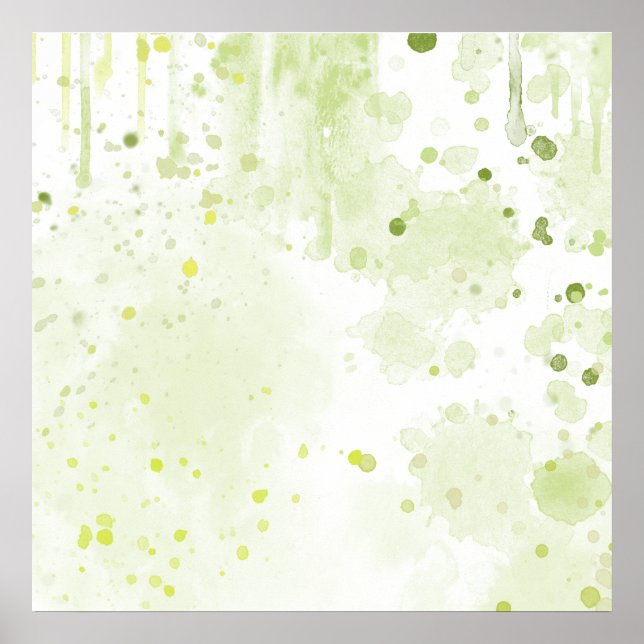 Watercolor Splatters Green and Sage Poster (Front)