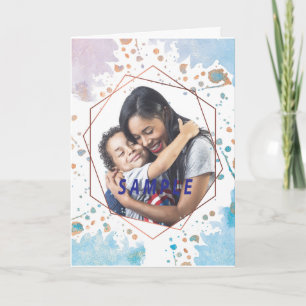 Watercolor Splatters Hexagon Frame Mother's Day Card
