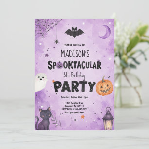 Watercolor Spooktacular Ghost Pumpkin Birthday Invitation