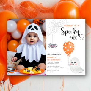 Watercolor Spooky One 1st Birthday Invitation
