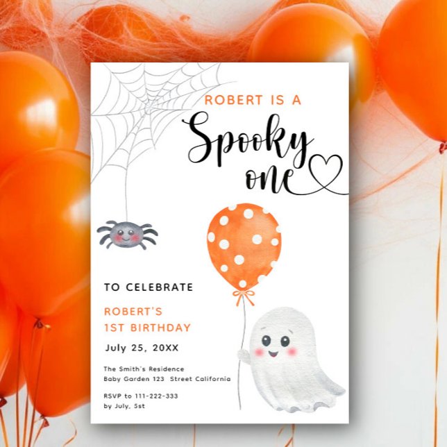 Watercolor Spooky One 1st Birthday Invitation (Creator Uploaded)