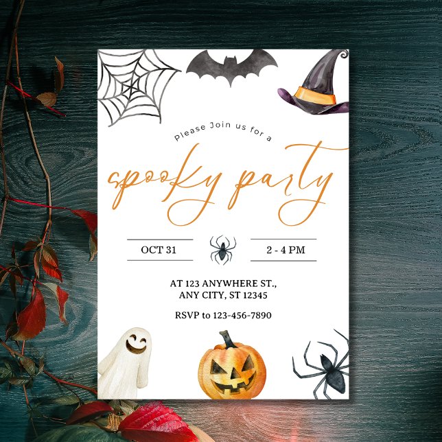 Watercolor Spooky & Sweet Halloween Party  Invitation (Watercolor Spooky & Sweet Halloween Party Invitation
)