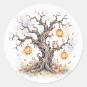 Watercolor Spooky Tree Halloween Night Sticker