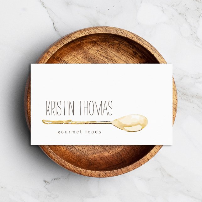 Watercolor Spoon Catering, Chef Business Card (Creator Uploaded)