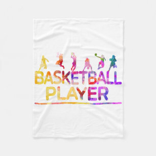 Watercolor Sport Basketball Player  Fleece Blanket