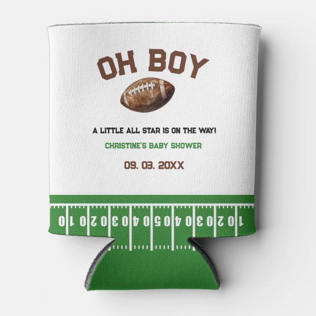 Watercolor Sport Football Baby Shower  Can Cooler (Front)