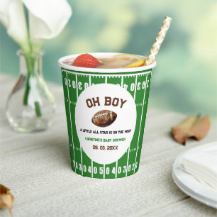 Watercolor Sport Football Baby Shower Paper Cups