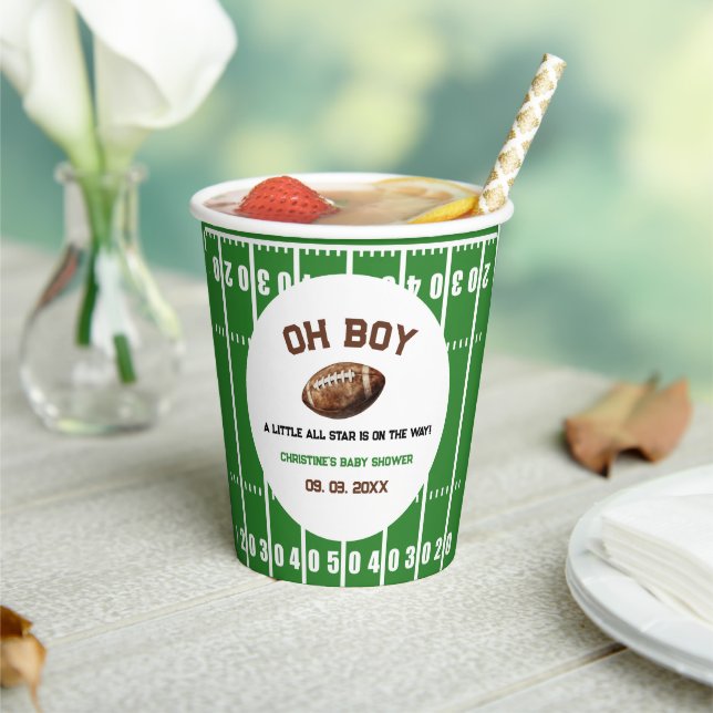 Watercolor Sport Football Baby Shower  Paper Cups (Insitu)