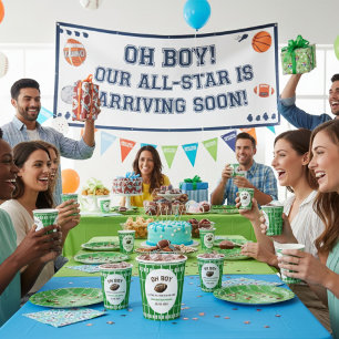 Watercolor Sport Football Baby Shower  Paper Cups