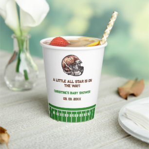 Watercolor Sport Football Baby Shower  Paper Cups