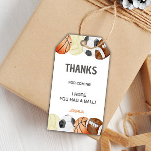 Watercolor Sports Birthday Gift Tags
