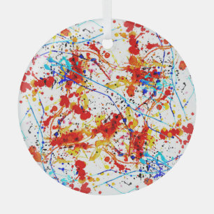 Watercolor Spots White Background Pattern Glass Tree Decoration