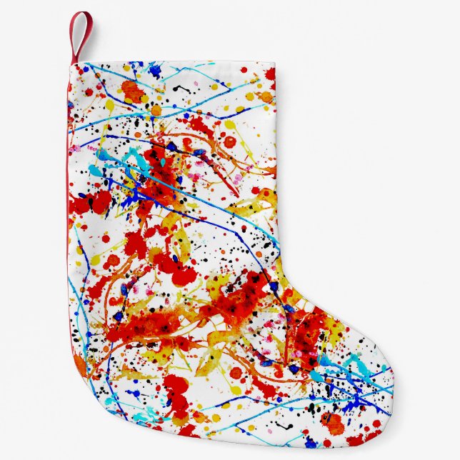 Watercolor Spots White Background Pattern Small Christmas Stocking (Front)