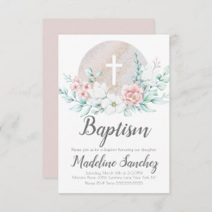 Watercolor Spring Baptism Floral Baby Dedication Invitation