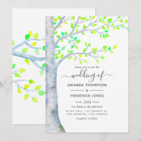 Watercolor Spring Birch Tree Wedding invitation