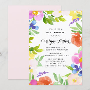 Watercolor Spring Blooms Baby Shower Invitation II