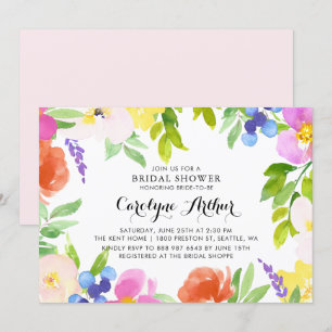Watercolor Spring Blooms Bridal Shower Invitation