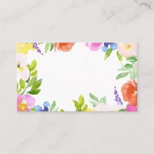 Watercolor Spring Blooms Floral Frame Custom Place Card