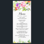 Watercolor Spring Blooms Floral Wedding Menu Card<br><div class="desc">A whimsical and elegant menu card featuring colourful watercolor flowers and foliage. This floral menu card will be perfect for spring and summer weddings and other events. Matching items are available.</div>