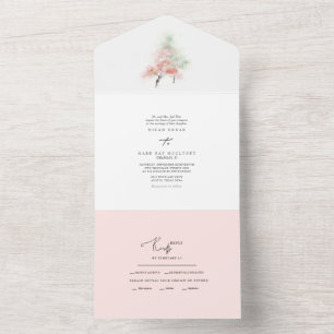 Watercolor Spring Blush & Green Trees All In One I Invitation