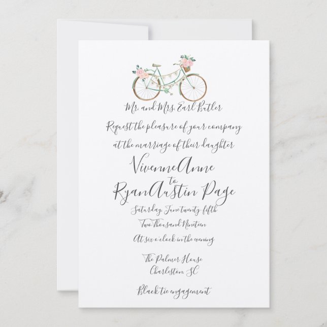 Watercolor Spring Botanical Wedding Invitation (Front)