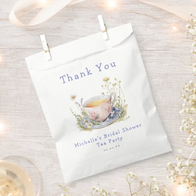 Watercolor Spring Bridal Shower Tea Party Favour Bags (Clipped)