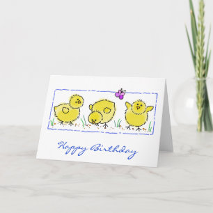 Watercolor Spring Chicks Birthday Card
