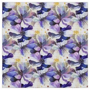 Watercolor Spring Delphinium Gardening Flowers Fabric