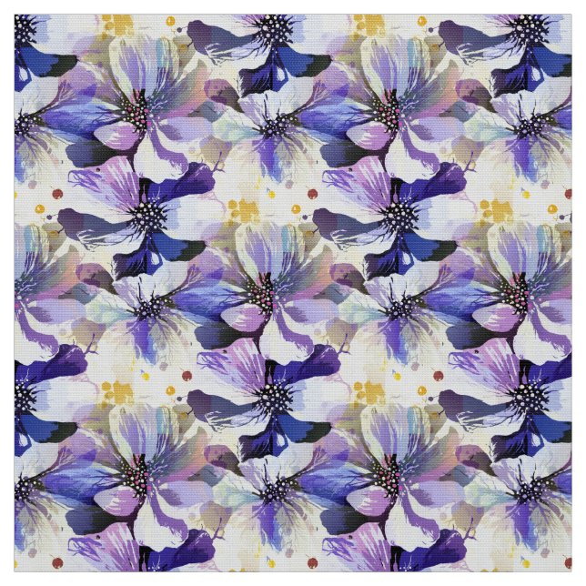 Watercolor Spring Delphinium Gardening Flowers Fabric (Swatch)